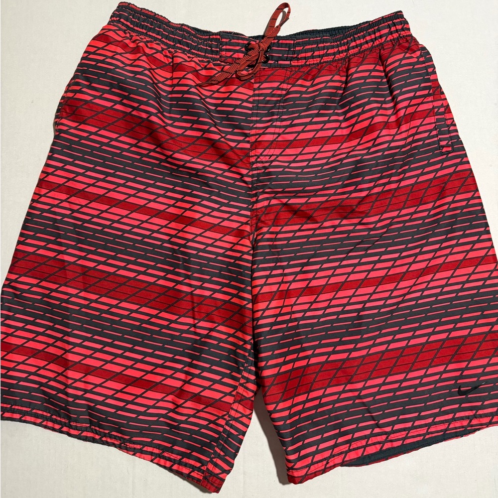 nike red and black swim trunks shorts, drawstring, pockets, men's‎ xl